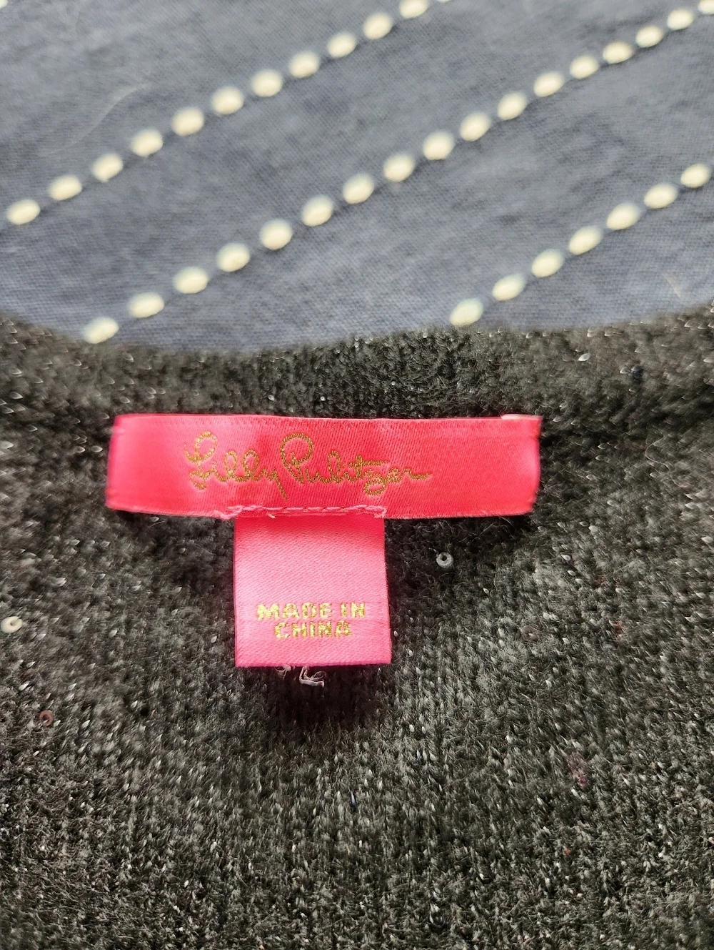 Lilly Pulitzer Navita Seqiun V Neck Sweater Metallic Black Size L/XL
